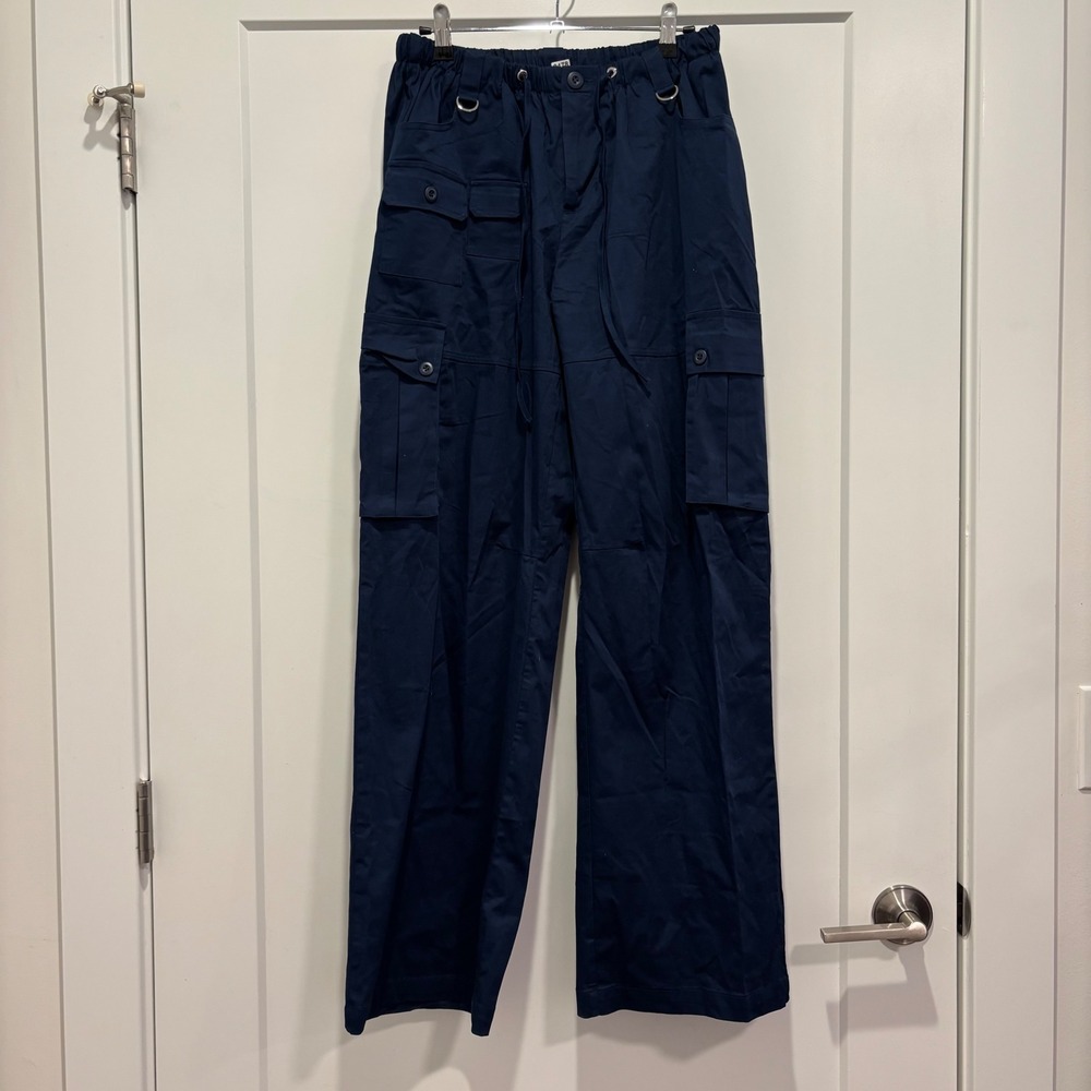 American Bazi Mens Navy Blue Cargo Pants Wide Leg Utility Trousers RJH-9369 M